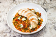 Mediterranean Chickpea Ragu with Marinated Feta and your choice of Protein.