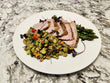 Roasted Pork Tenderloin or Chicken Breast, Lentil Salad, Local Asparagus.
