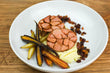 Mosaic Pork Tenderloin with Mashed Potatoes, Roasted Carrots and Caramelized Onion, Apple and Chorizo Chutney
